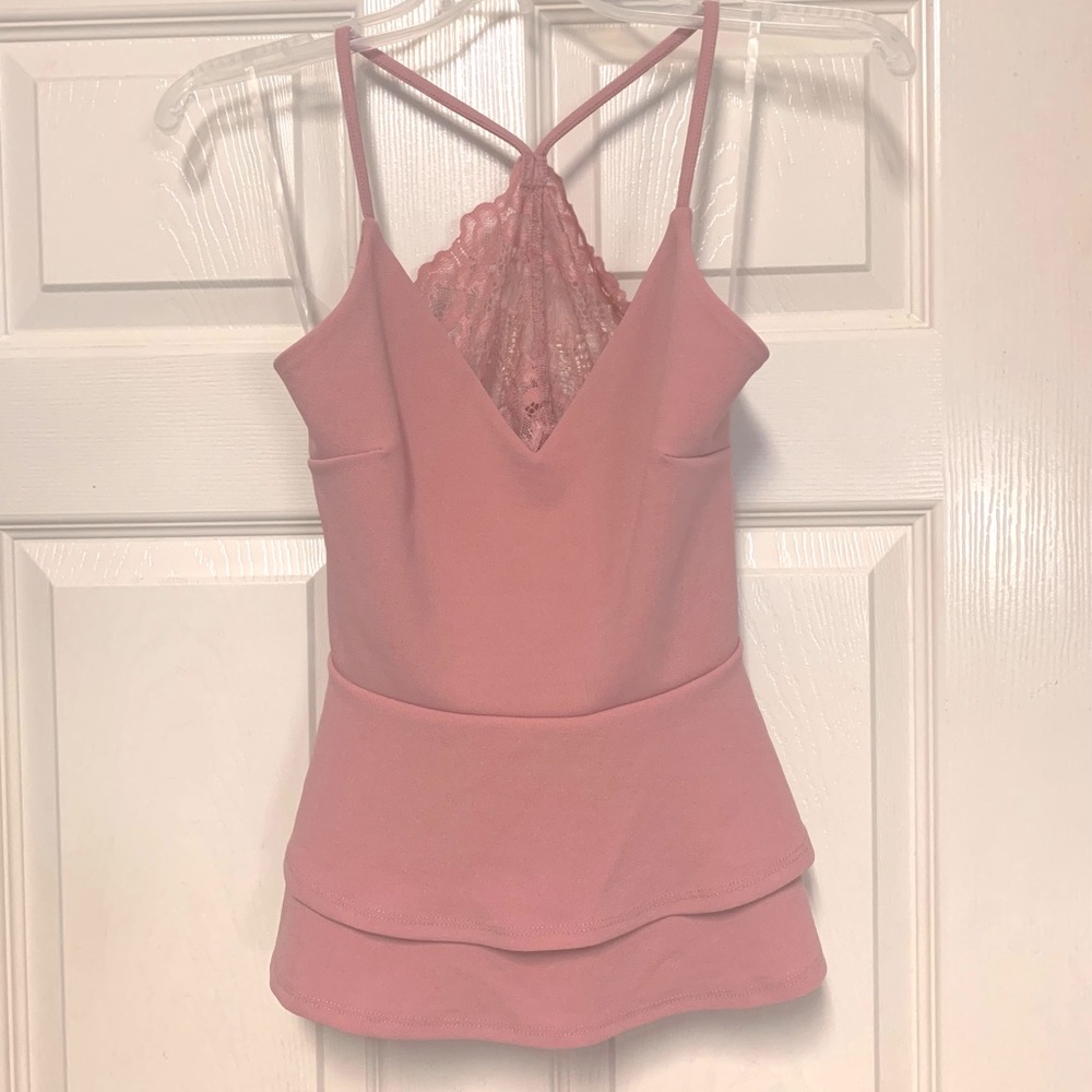 O’DELILAH peplum tank with lace and back opening